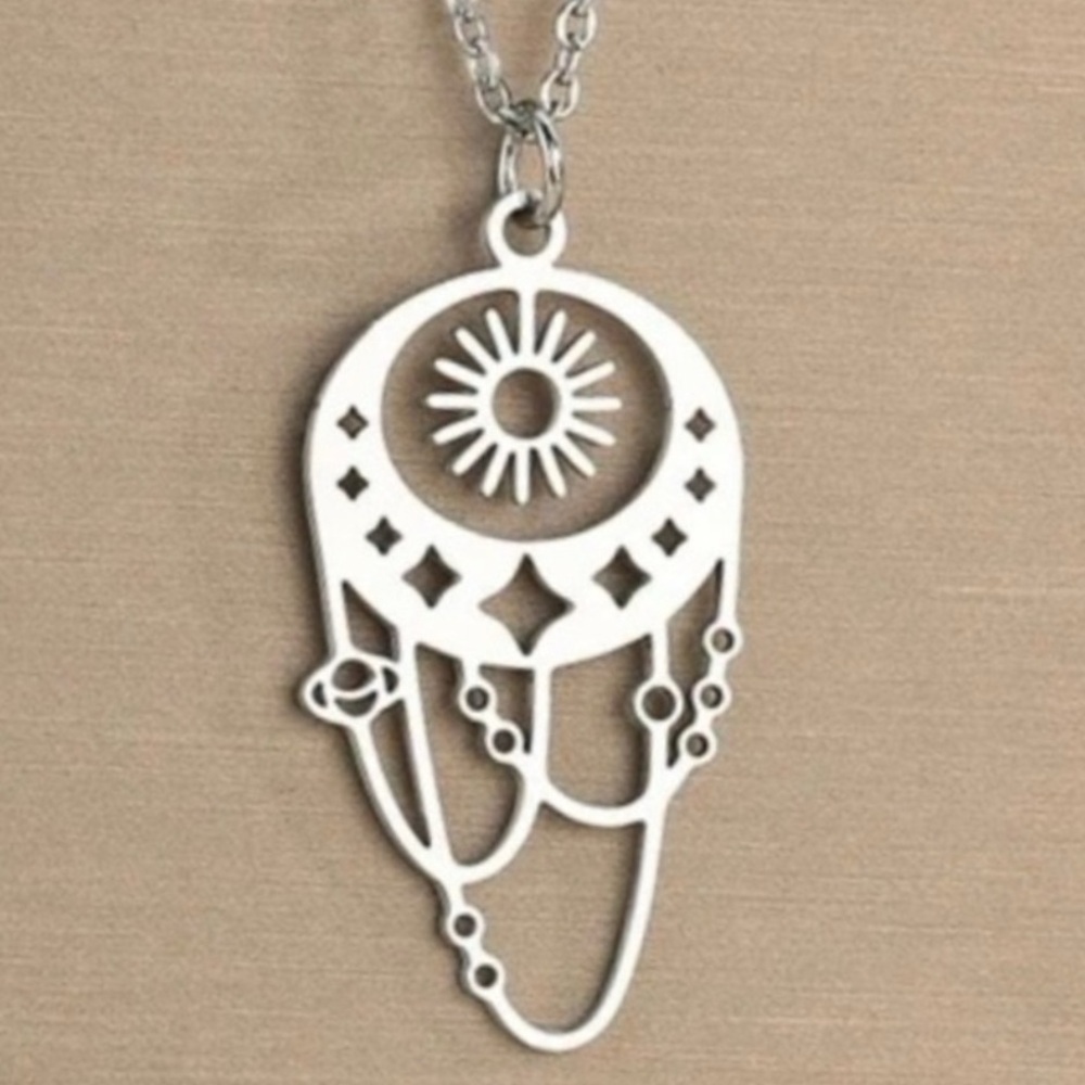 “Sun & Dripping Solar System” Star Orbit Planets Chains Universe Galaxy Necklace